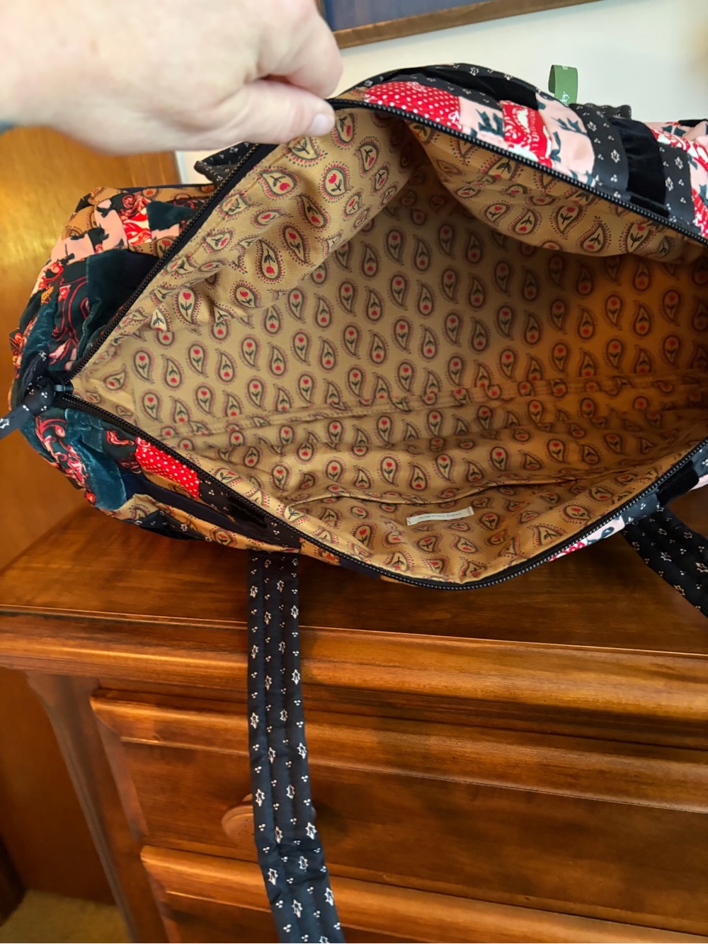 Vera Bradley Patchwork Quilted Tote in Navy, Red, Pink - Picture 4 of 4